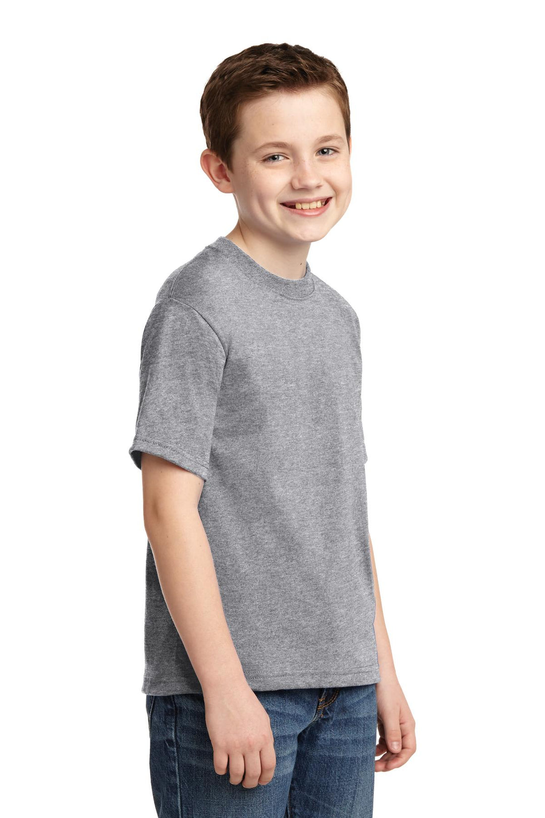 Athletic Hthr Jerzees - Youth Dri-Power 50/50 Cotton/Poly T-Shirt. 29B