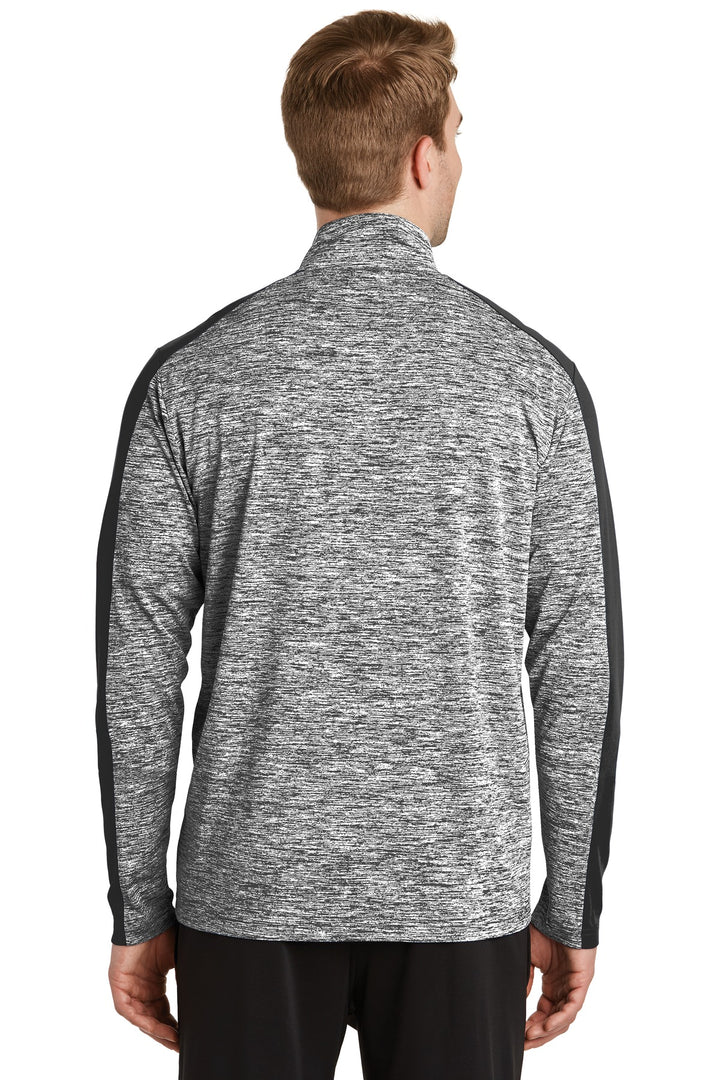 Black El/Black Sport-Tek PosiCharge Electric Heather Colorblock 1/4-Zip Pullover. ST397