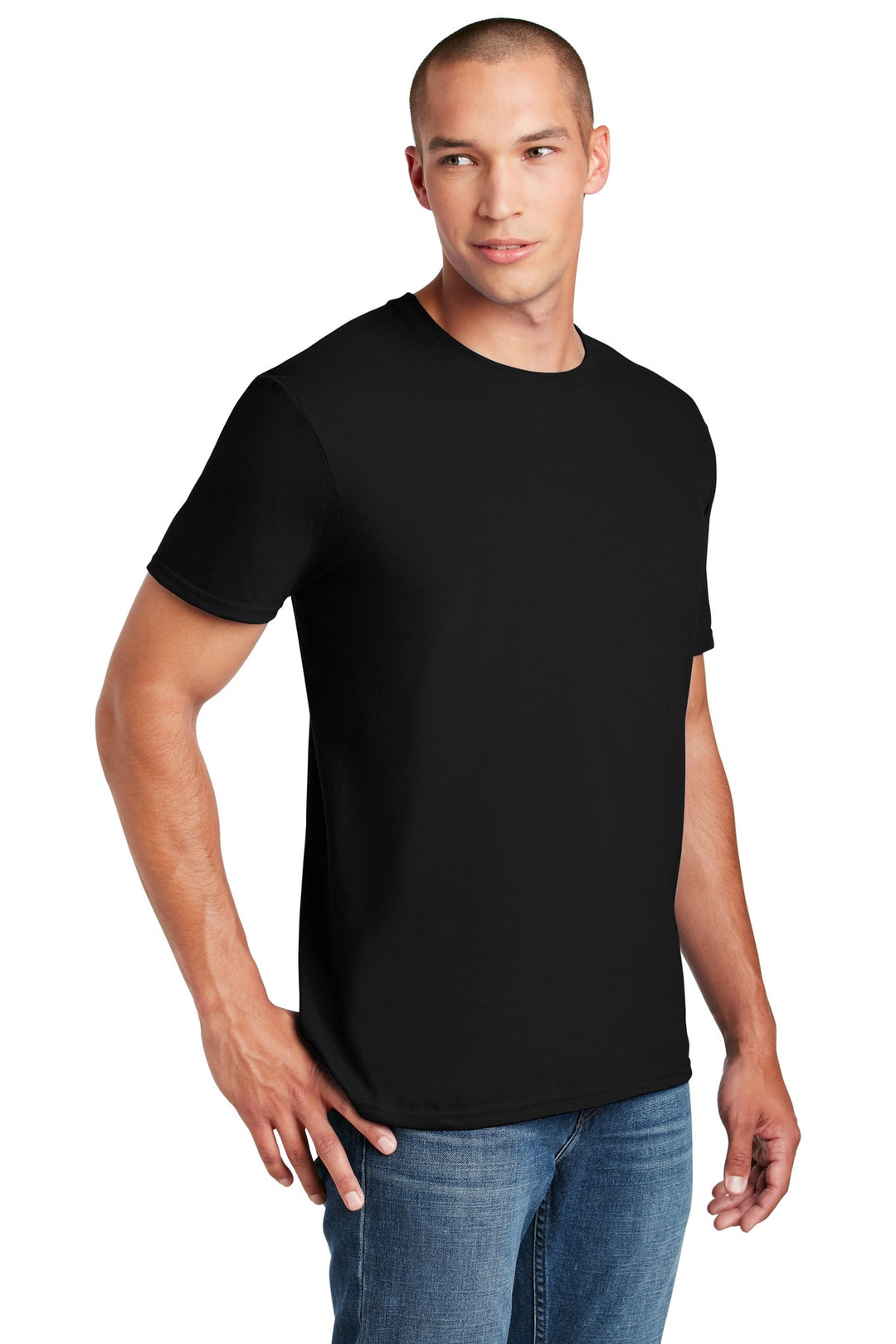 Black Gildan Softstyle T-Shirt. 64000