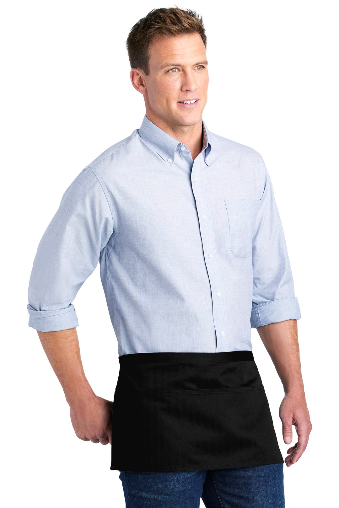 Black Port Authority Three-Pocket Waist Apron. A602