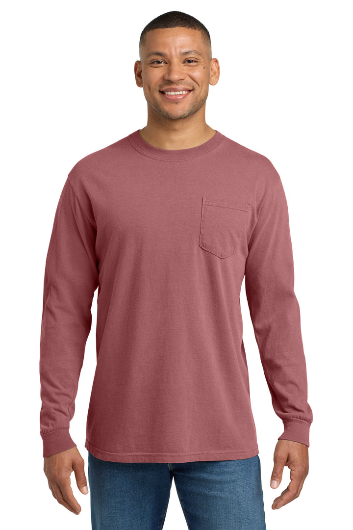 Brick COMFORT COLORS Heavyweight Ring Spun Long Sleeve Pocket Tee. 4410