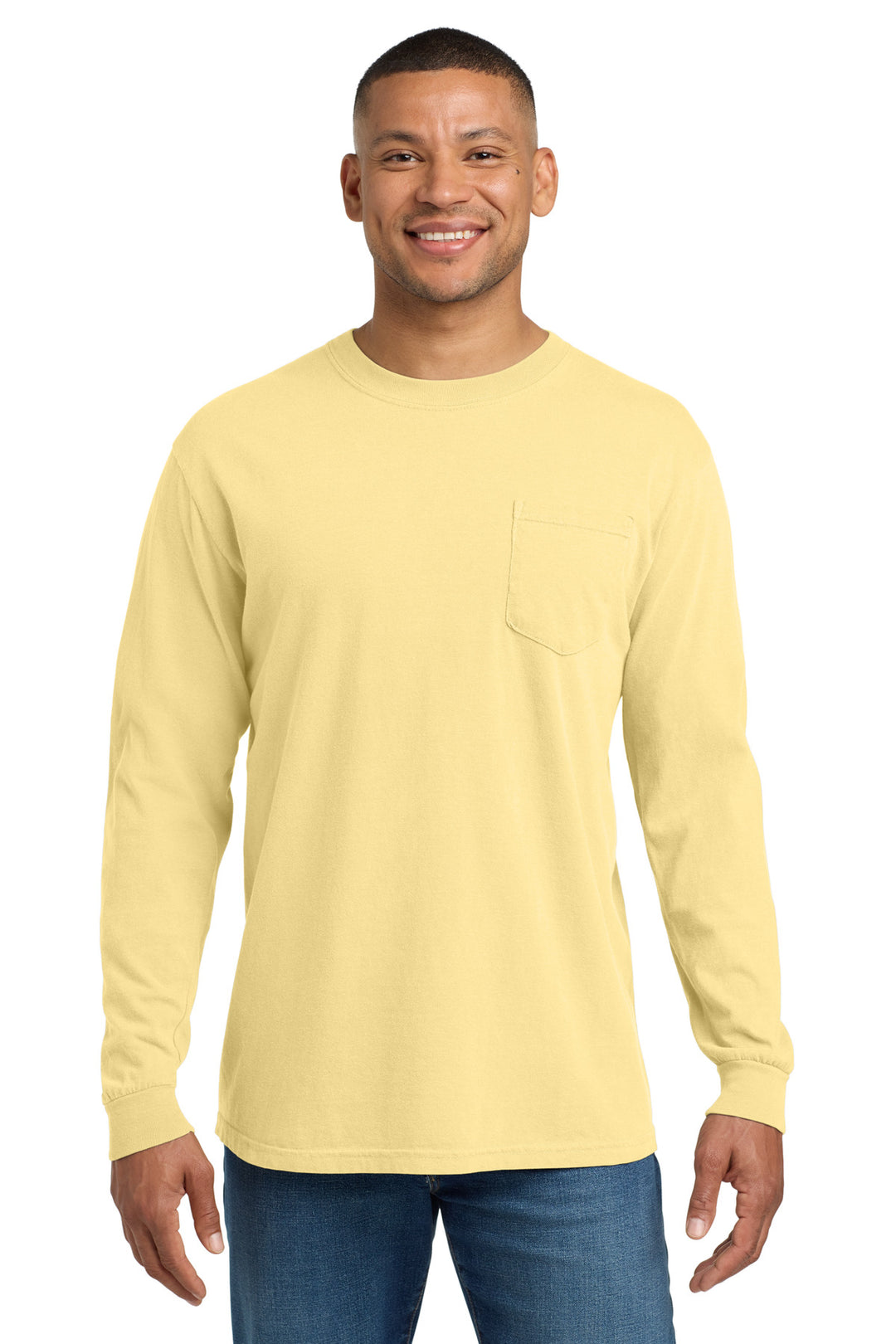 Butter COMFORT COLORS Heavyweight Ring Spun Long Sleeve Pocket Tee. 4410