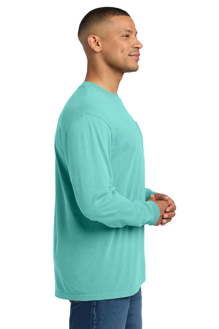 Chalky Mint COMFORT COLORS Heavyweight Ring Spun Long Sleeve Pocket Tee. 4410
