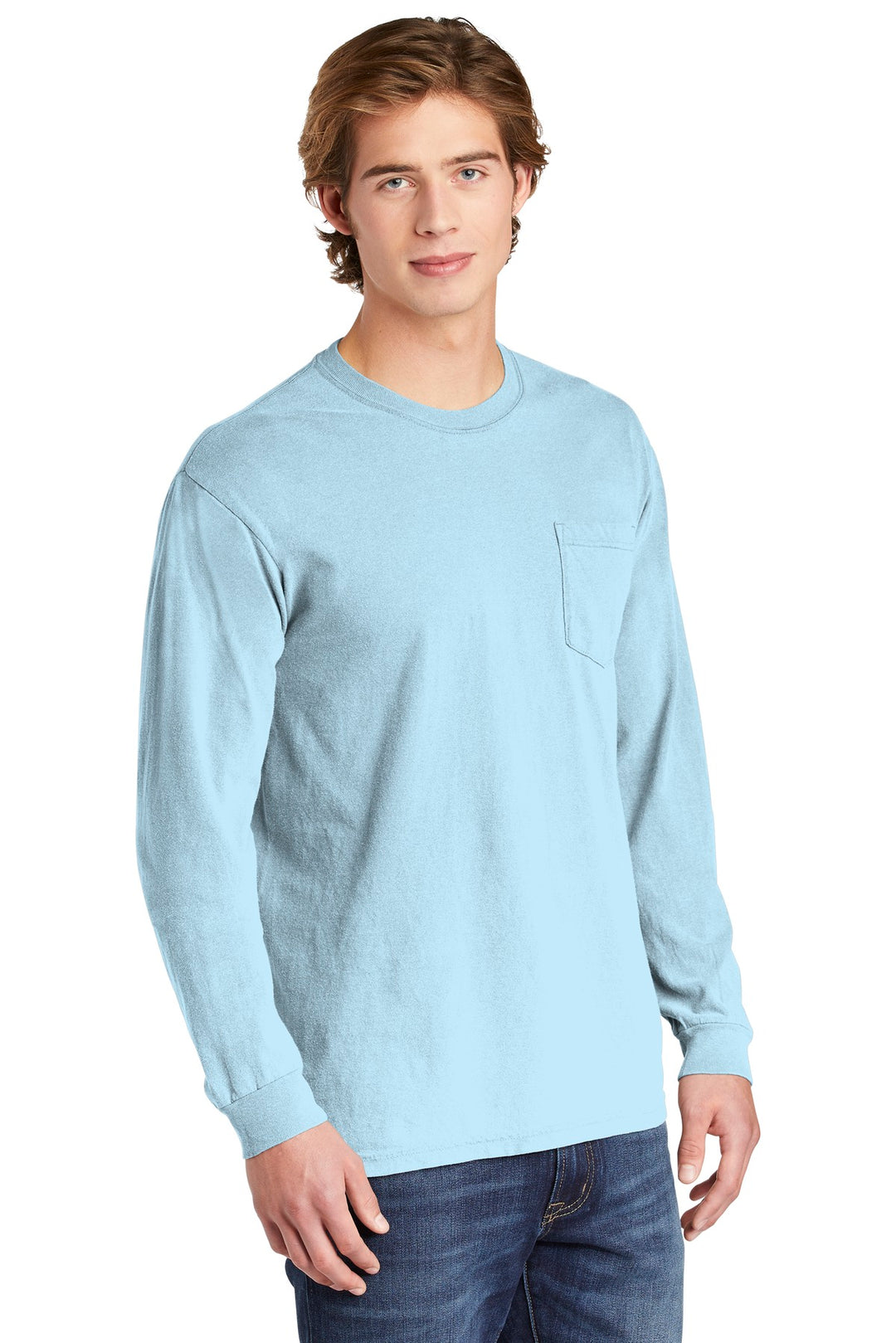 Chambray COMFORT COLORS Heavyweight Ring Spun Long Sleeve Pocket Tee. 4410