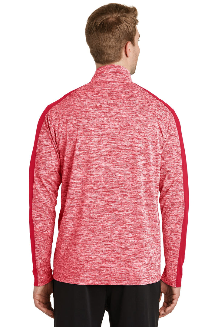 Dp Red E/Dp Rd Sport-Tek PosiCharge Electric Heather Colorblock 1/4-Zip Pullover. ST397