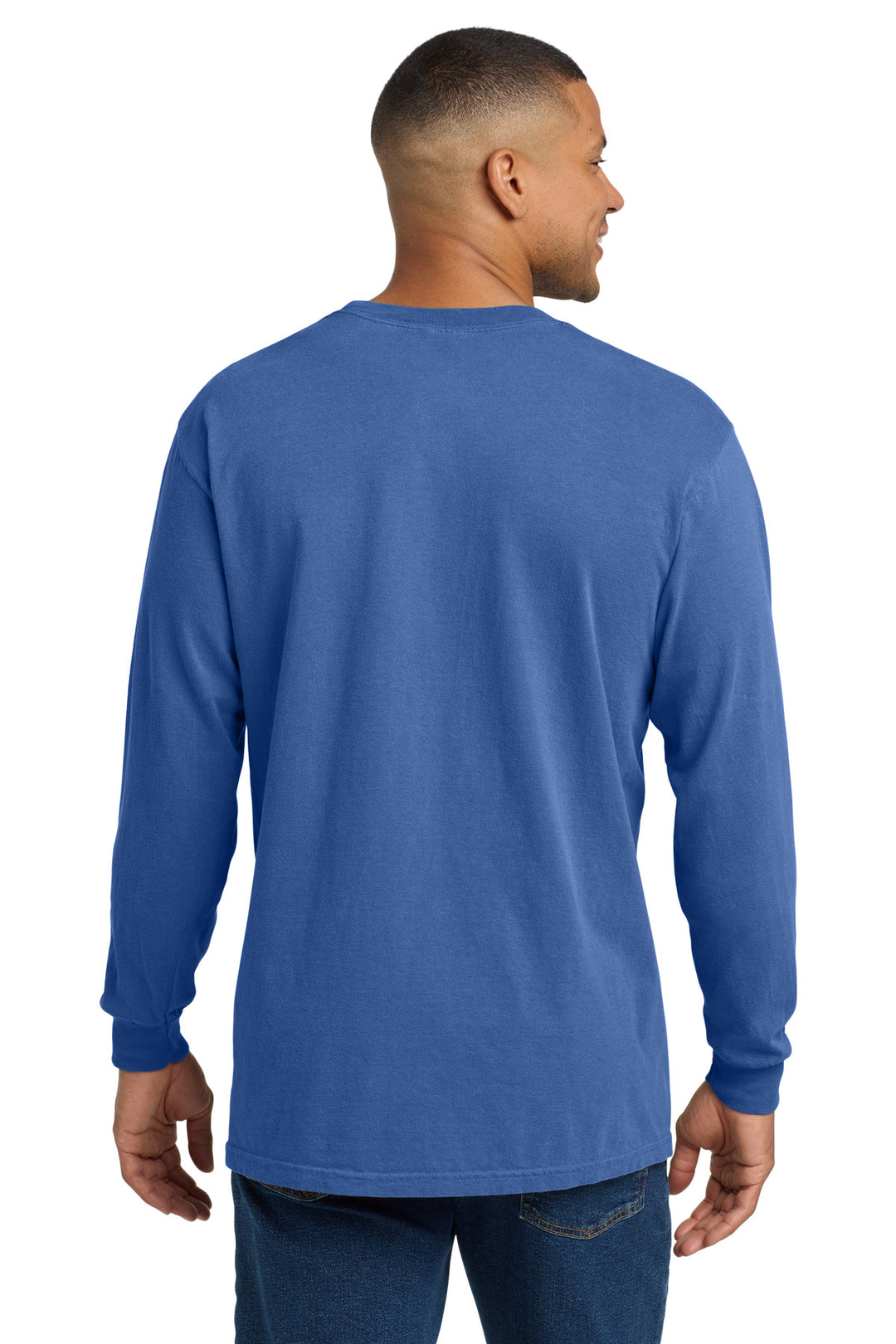 Flo Blue COMFORT COLORS Heavyweight Ring Spun Long Sleeve Pocket Tee. 4410