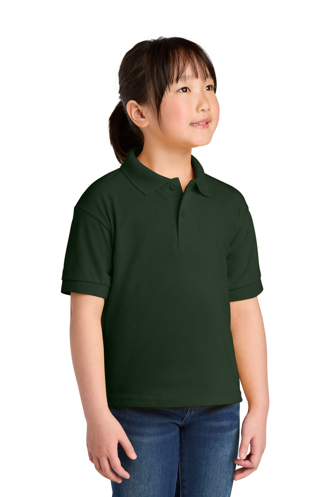 Forest Green Gildan Youth DryBlend 6-Ounce Jersey Knit Sport Shirt. 8800B