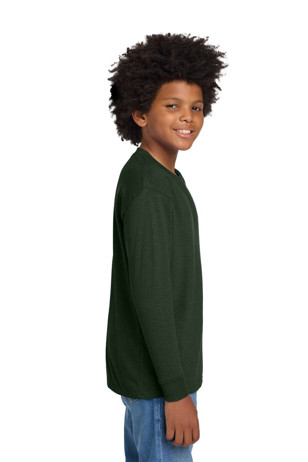 ForestGrn Gildan Youth Heavy Cotton 100% Cotton Long Sleeve T-Shirt. 5400B