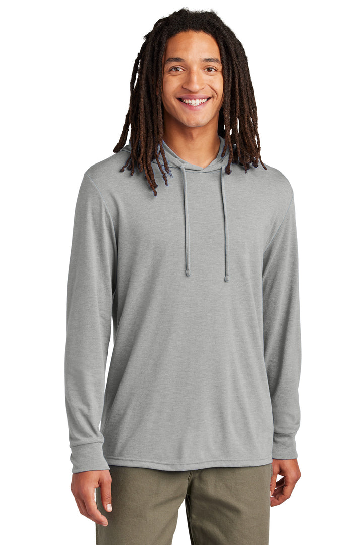 Front View of AlumGrey Allmade Unisex Tri-Blend Hoodie Tee AL6003