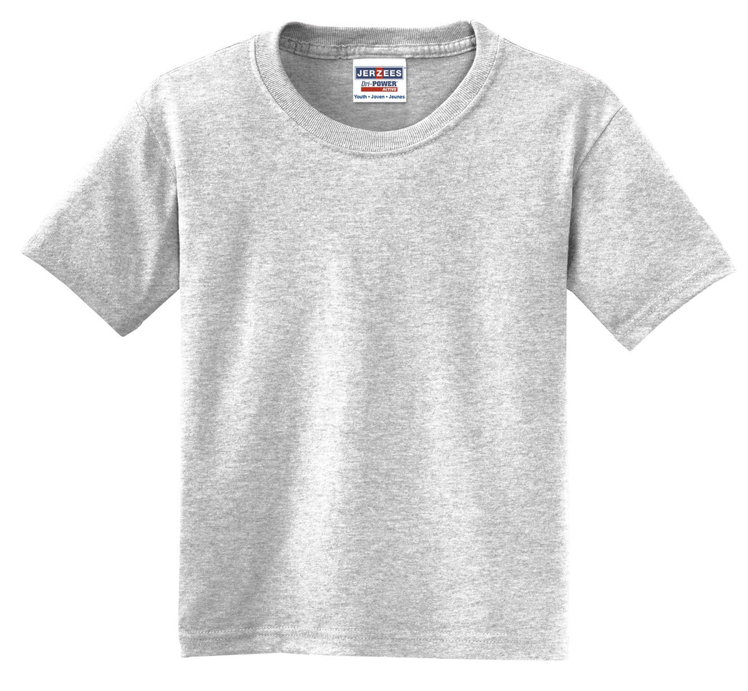 Front View of Ash Jerzees - Youth Dri-Power 50/50 Cotton/Poly T-Shirt. 29B