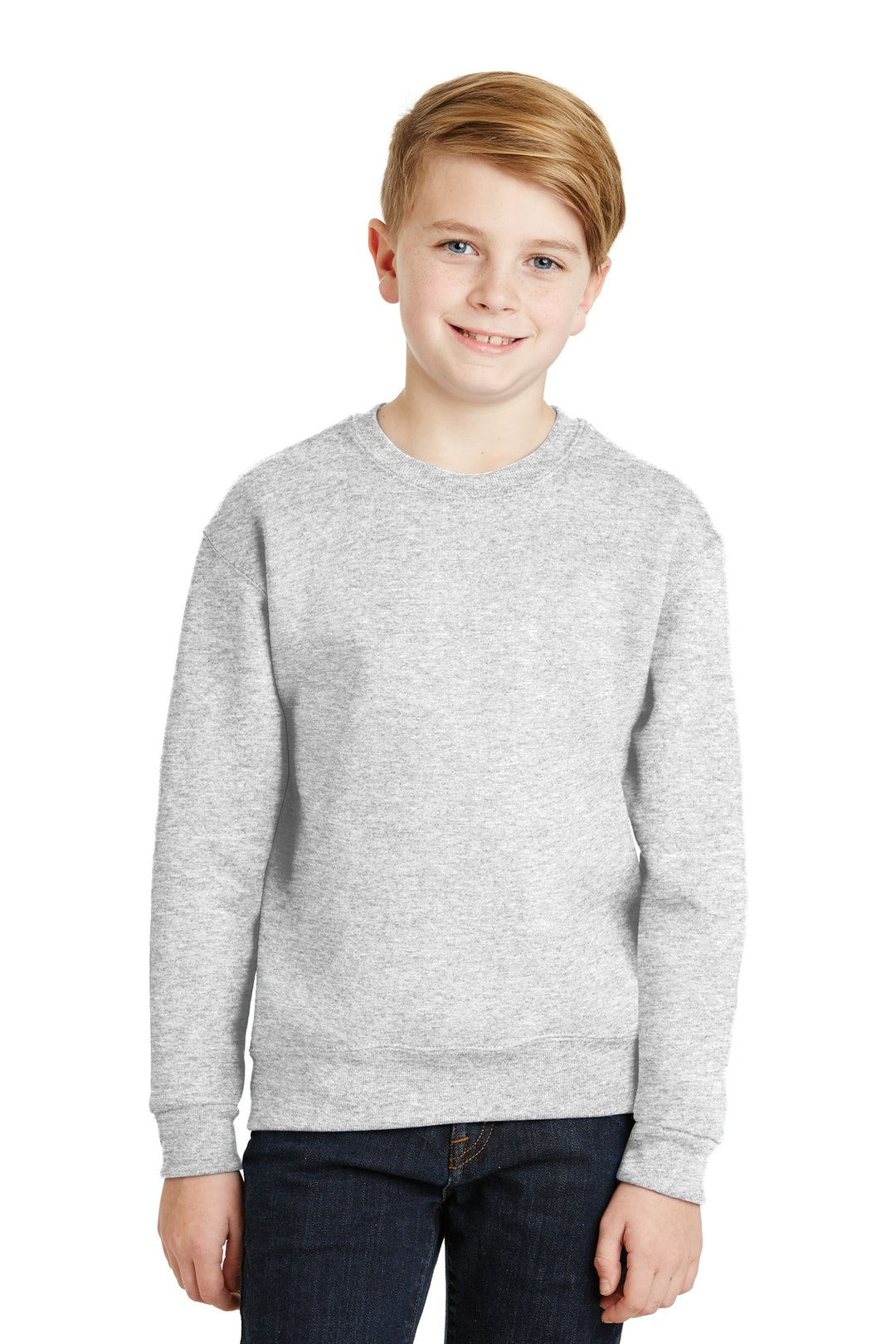 Front View of Ash Jerzees - Youth NuBlend Crewneck Sweatshirt. 562B