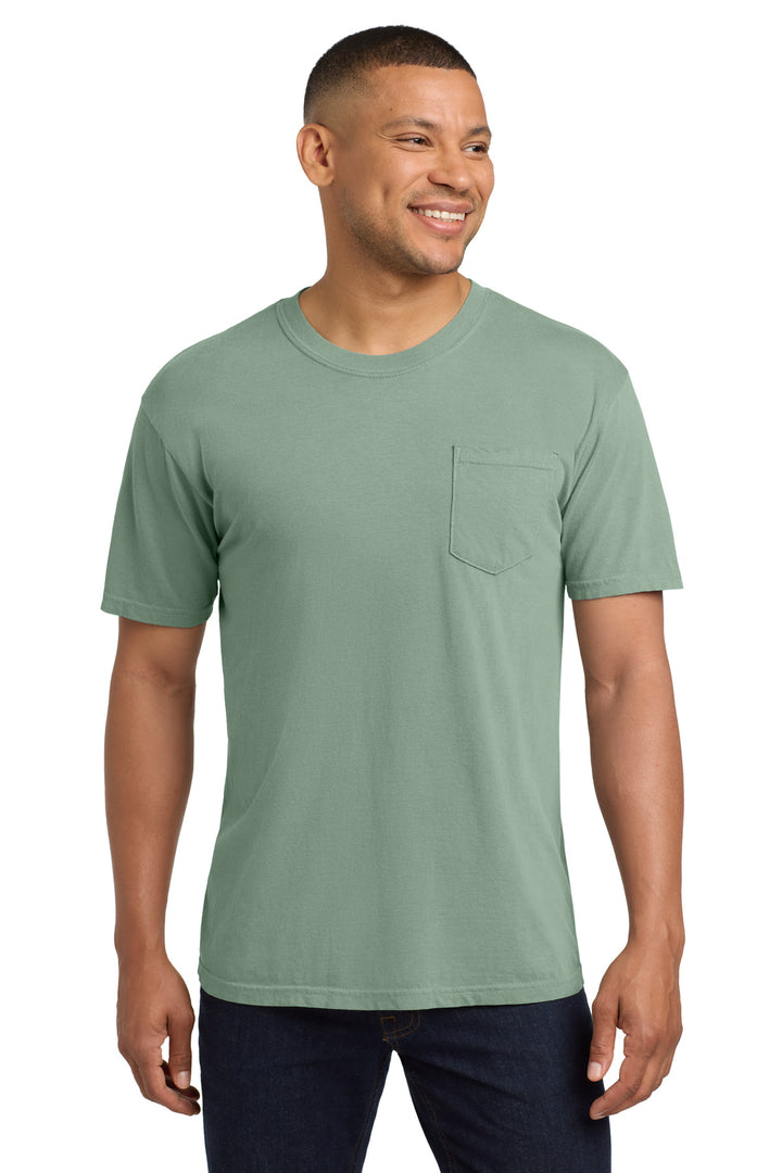 Front View of Bay COMFORT COLORS Heavyweight Ring Spun Pocket Tee. 6030