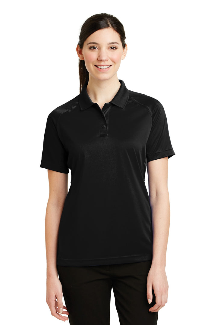 Front View of Black CornerStone Women's Select Snag-Proof Tactical Polo. CS411