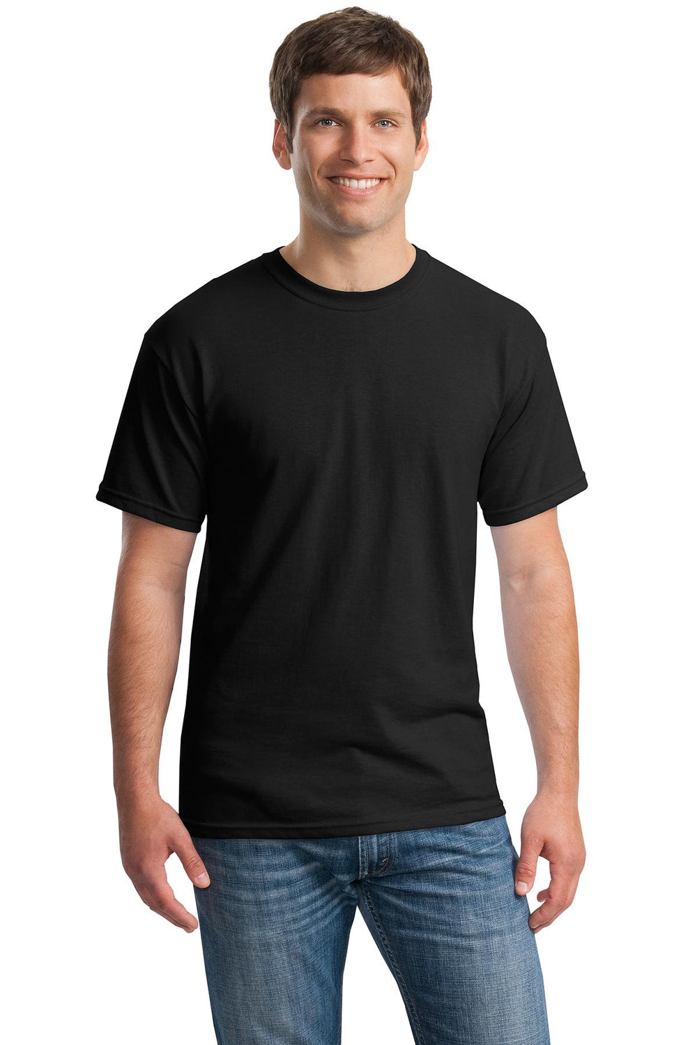 Front View of Black Gildan - Heavy Cotton 100% Cotton T-Shirt. 5000