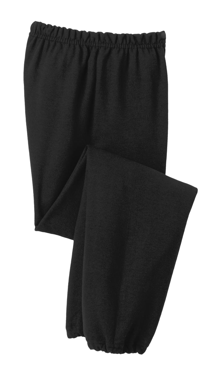 Front View of Black Gildan Youth Heavy Blend Sweatpant. 18200B