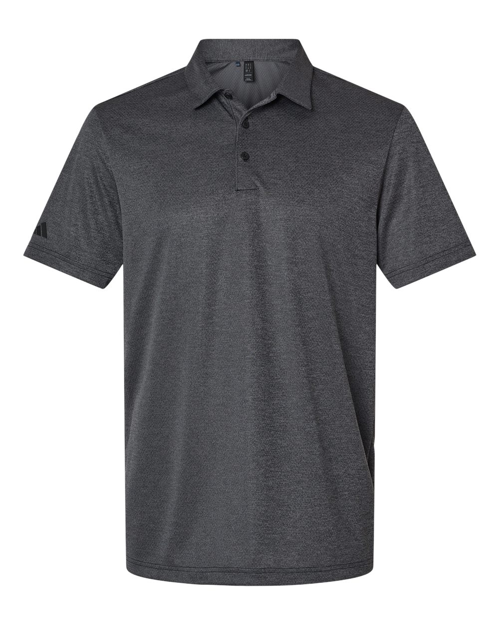Front View of Black Melange Space Dyed Polo - A591