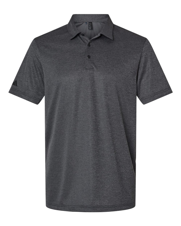 Front View of Black Melange Space Dyed Polo - A591