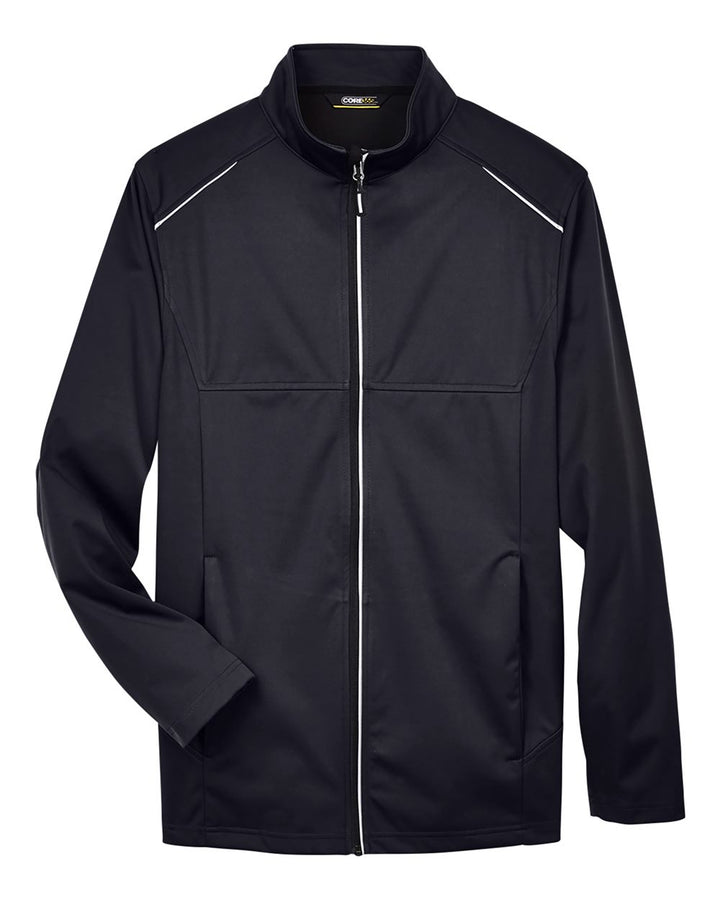 Front View of Black Men's Techno Lite Three-Layer Knit Tech-Shell - CE708