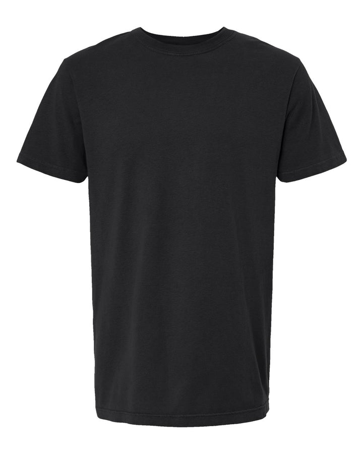 Front View of Black Vintage Garment-Dyed T-Shirt - 6500M