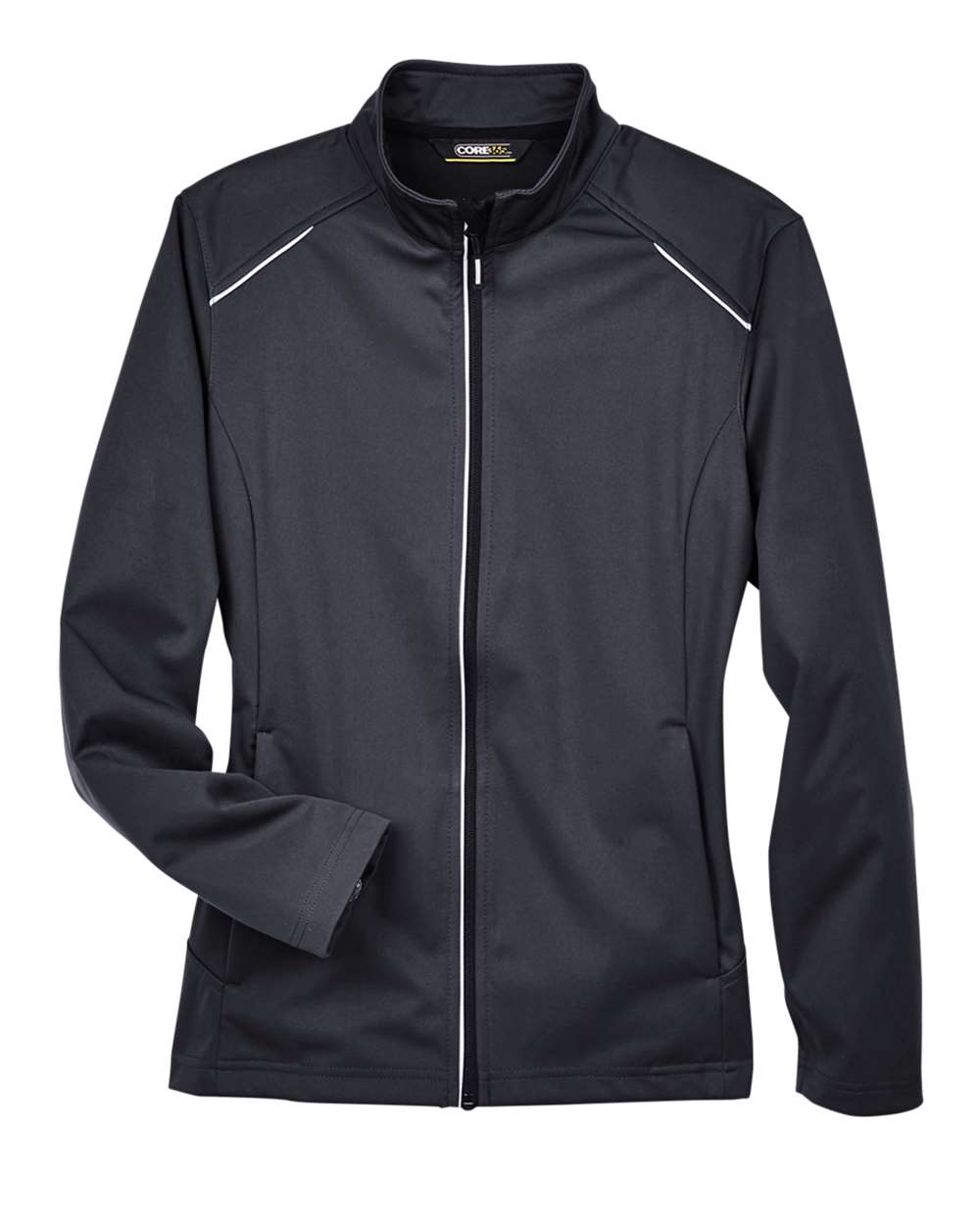 Front View of Black Women's Techno Lite Three-Layer Knit Tech-Shell - CE708W