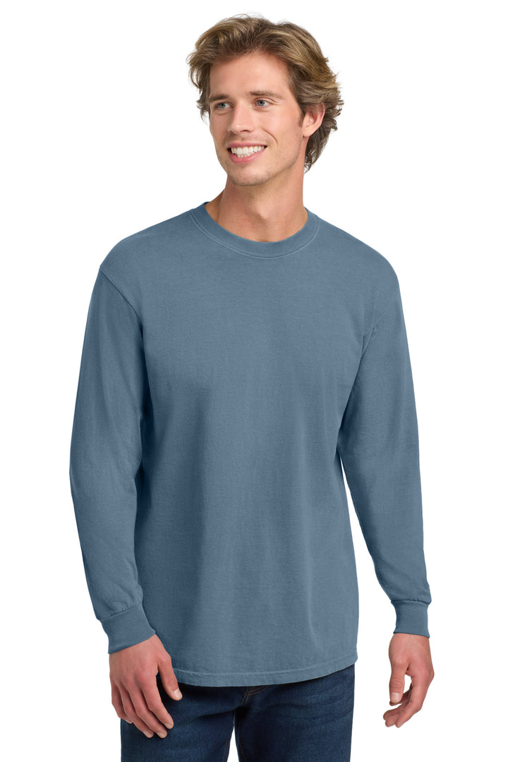 Front View of Blue Jean COMFORT COLORS Heavyweight Ring Spun Long Sleeve Tee. 6014