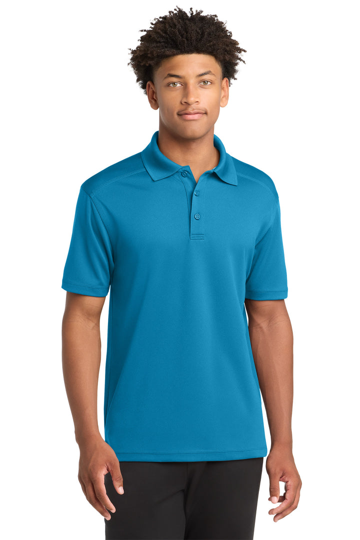 Front View of Blue Wake Sport-Tek PosiCharge Micro-Mesh Polo. ST680