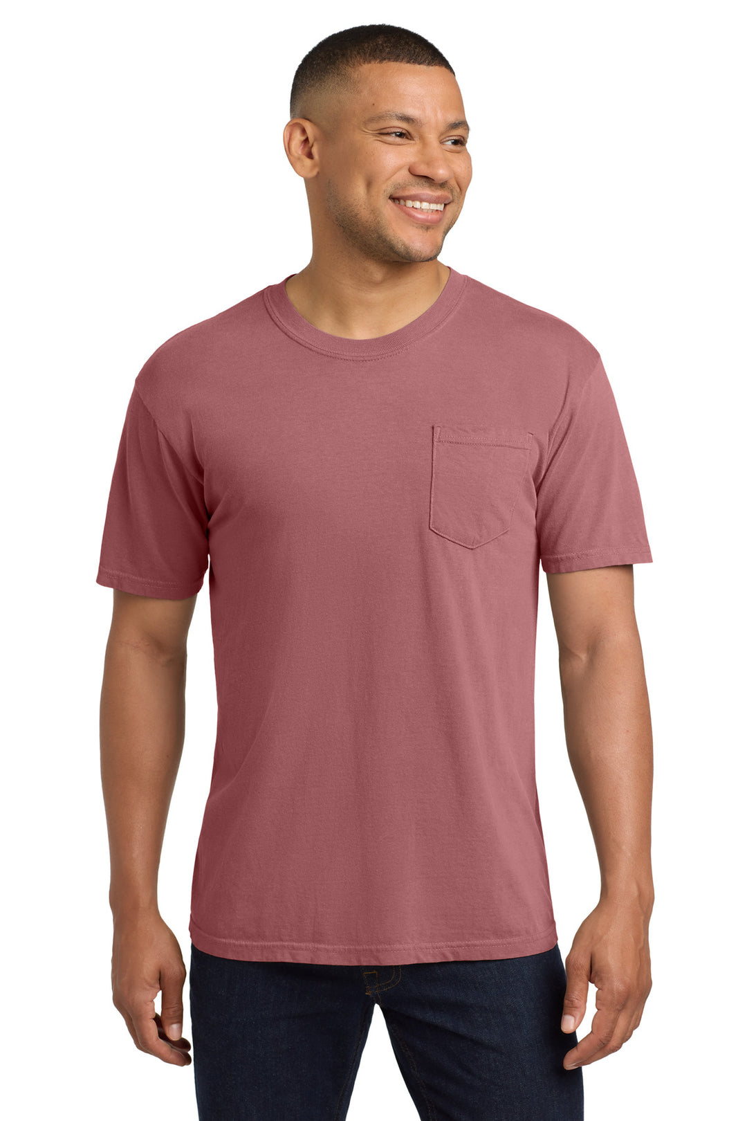 Front View of Brick COMFORT COLORS Heavyweight Ring Spun Pocket Tee. 6030