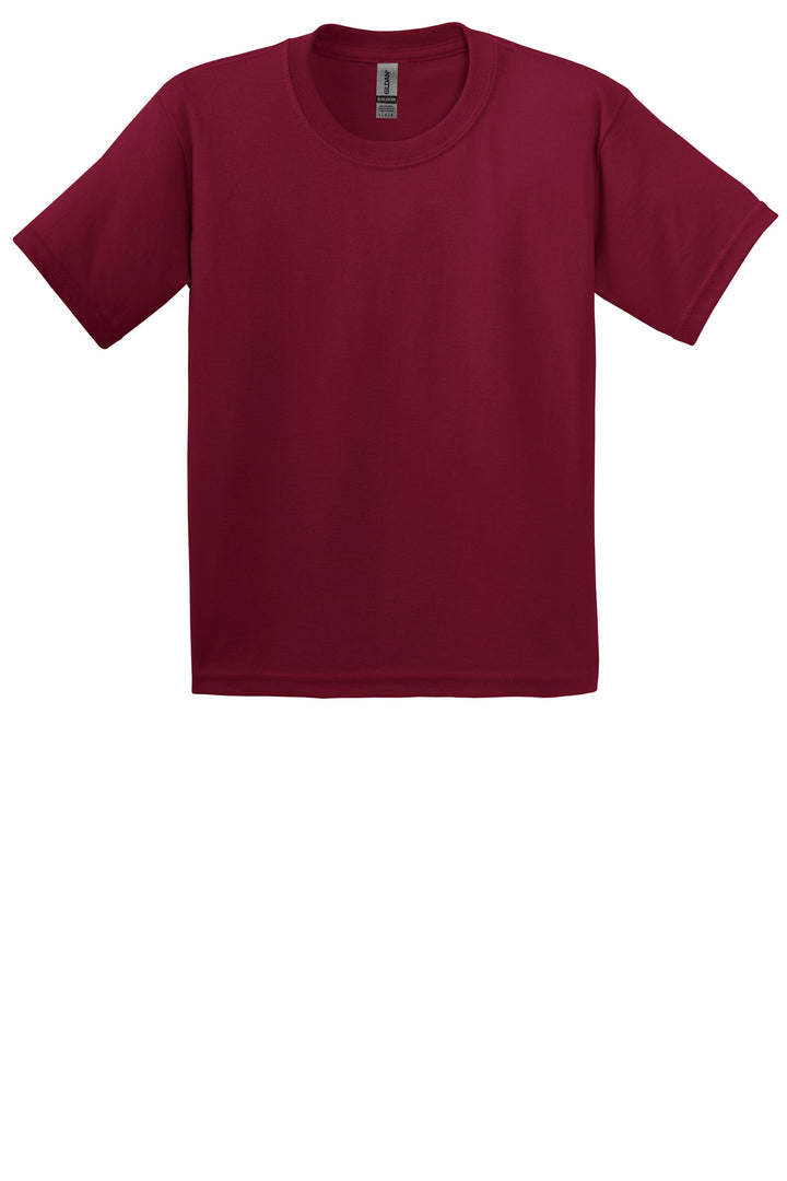 Front View of Cardinal Red Gildan - Youth Ultra Cotton 100% US Cotton T-Shirt. 2000B