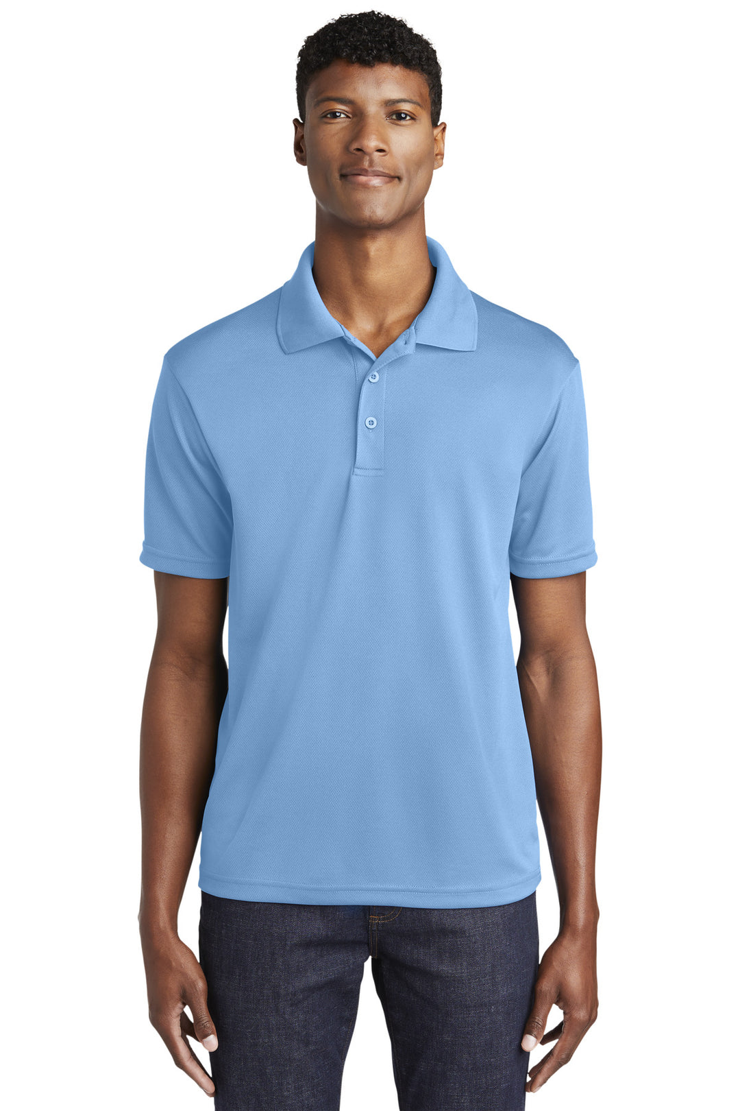 Front View of CarolinaBl Sport-Tek PosiCharge RacerMesh Polo. ST640