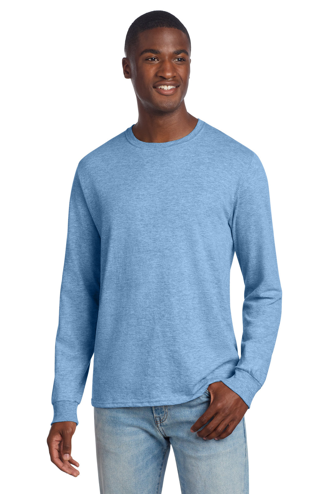 Front View of CarolnaHtr Jerzees Premium Blend Ring Spun Long Sleeve T-Shirt 560LS
