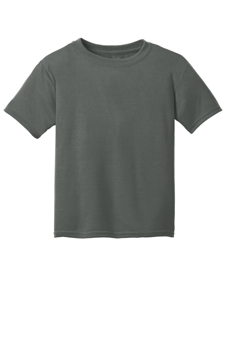 Front View of Charcoal Gildan Youth Gildan Performance T-Shirt. 42000B
