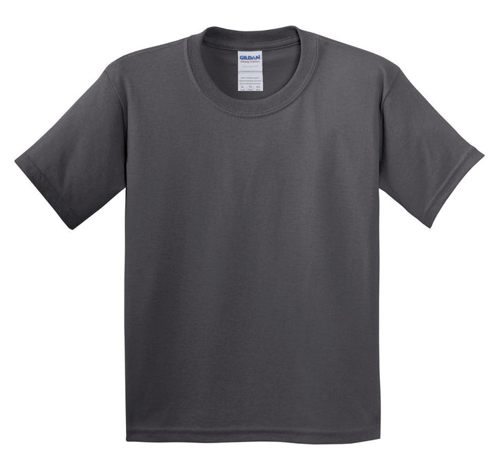Front View of Charcoal Gildan - Youth Heavy Cotton 100% Cotton T-Shirt. 5000B