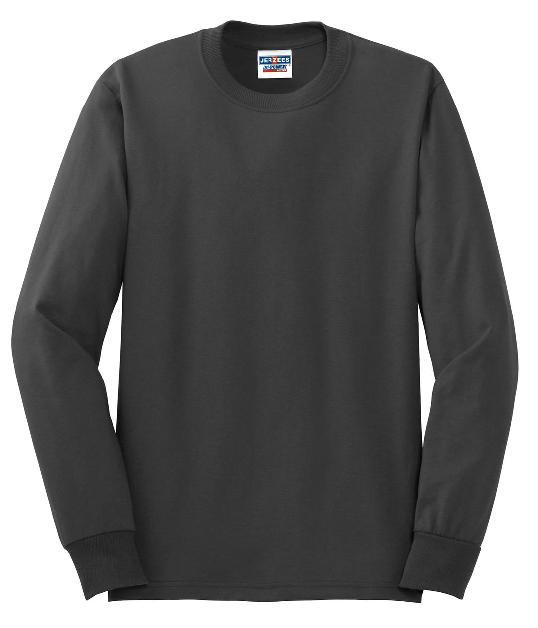 Front View of Charcoal Grey Jerzees - Dri-Power 50/50 Cotton/Poly Long Sleeve T-Shirt. 29LS