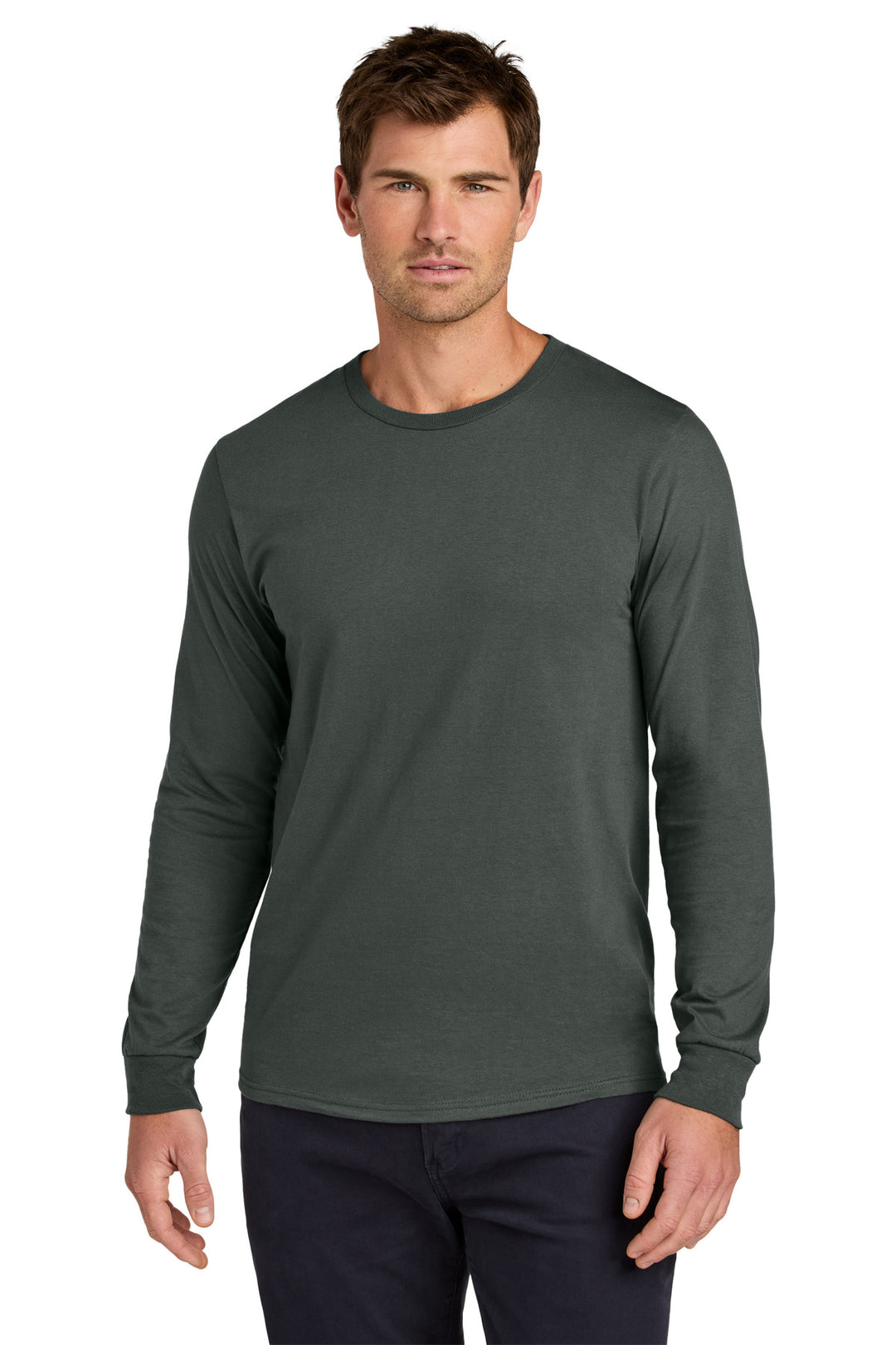 Front View of CharGrey Jerzees Classics Unisex Cotton Long Sleeve T-Shirt 363L