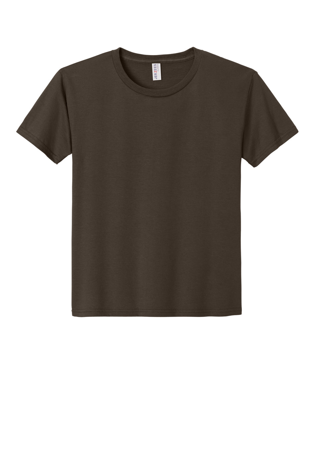 Front View of Chocolate Jerzees Classics Youth Cotton T-Shirt 363Y