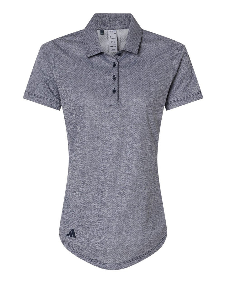 Front View of Collegiate Navy Melange Women's Space Dyed Polo - A592