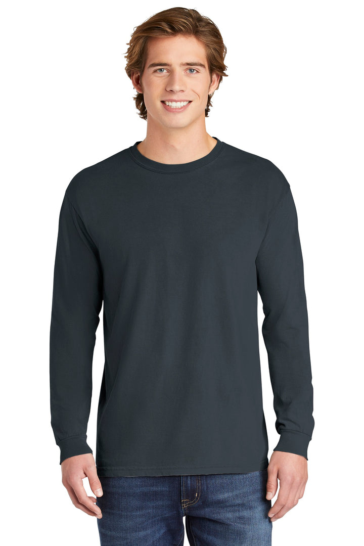 Front View of Denim COMFORT COLORS Heavyweight Ring Spun Long Sleeve Tee. 6014