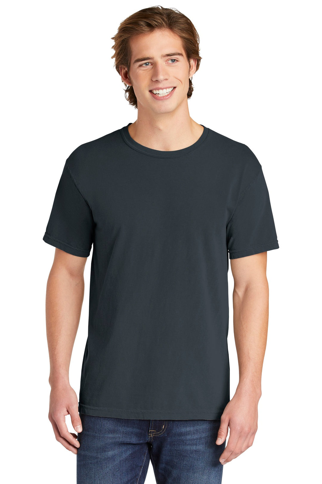 Front View of Denim COMFORT COLORS Heavyweight Ring Spun Tee. 1717