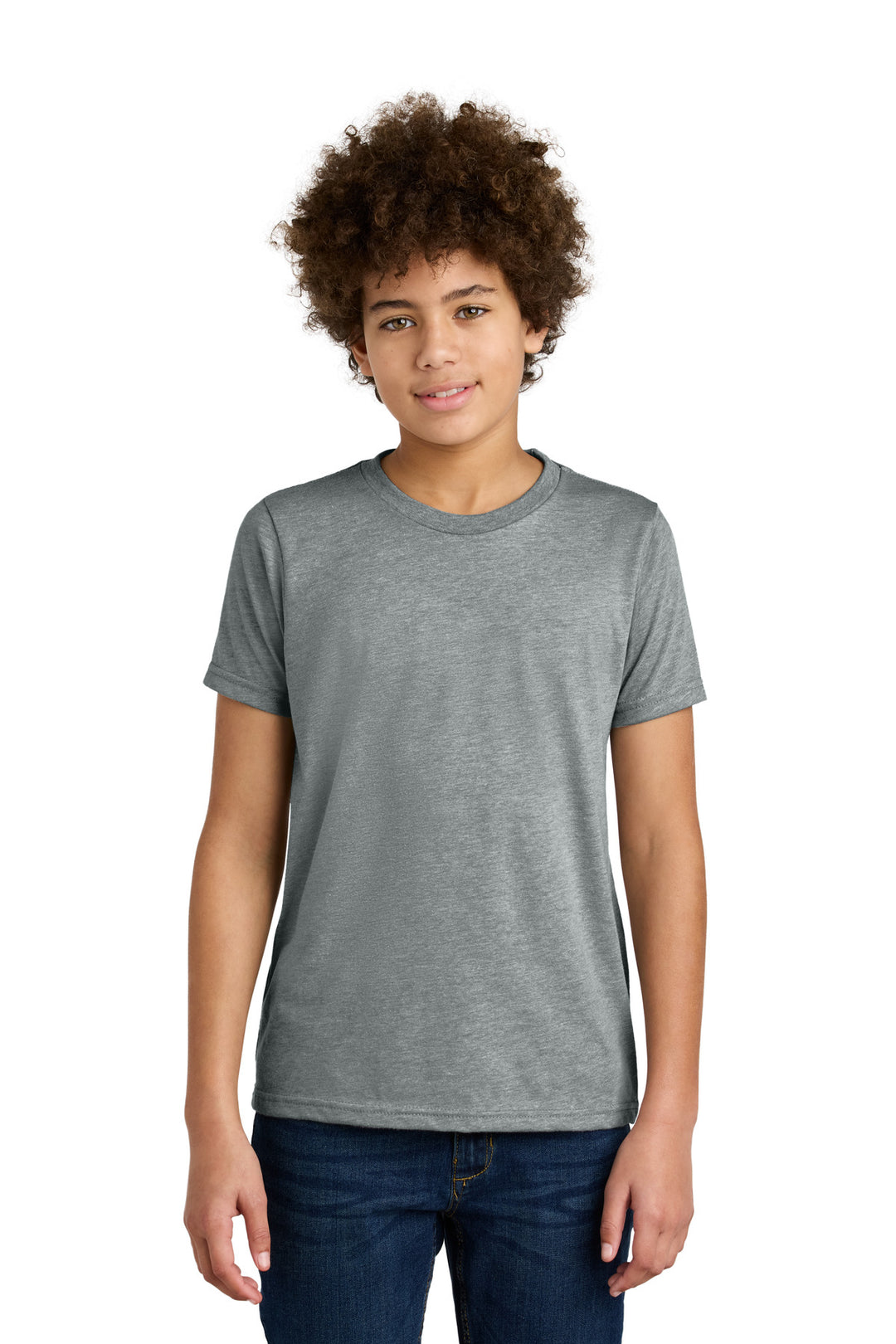 Front View of DkHtGray Next Level Apparel Youth CVC Tee NL3312