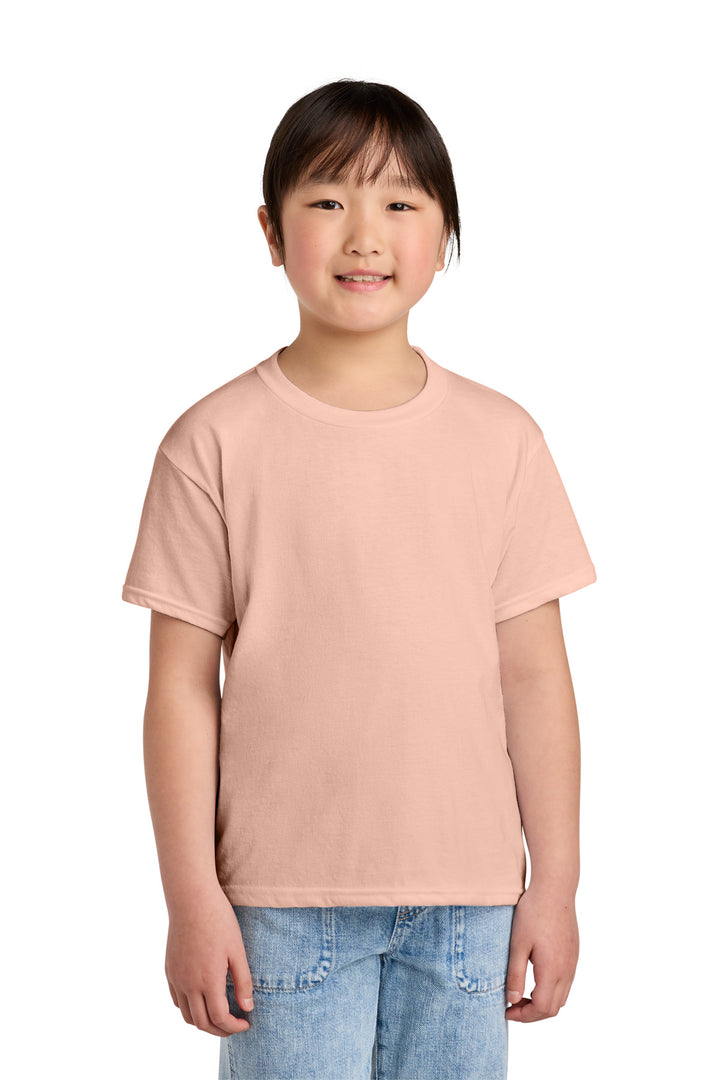 Front View of DustyRose Gildan Youth Softstyle CVC Tee 64000BCVC