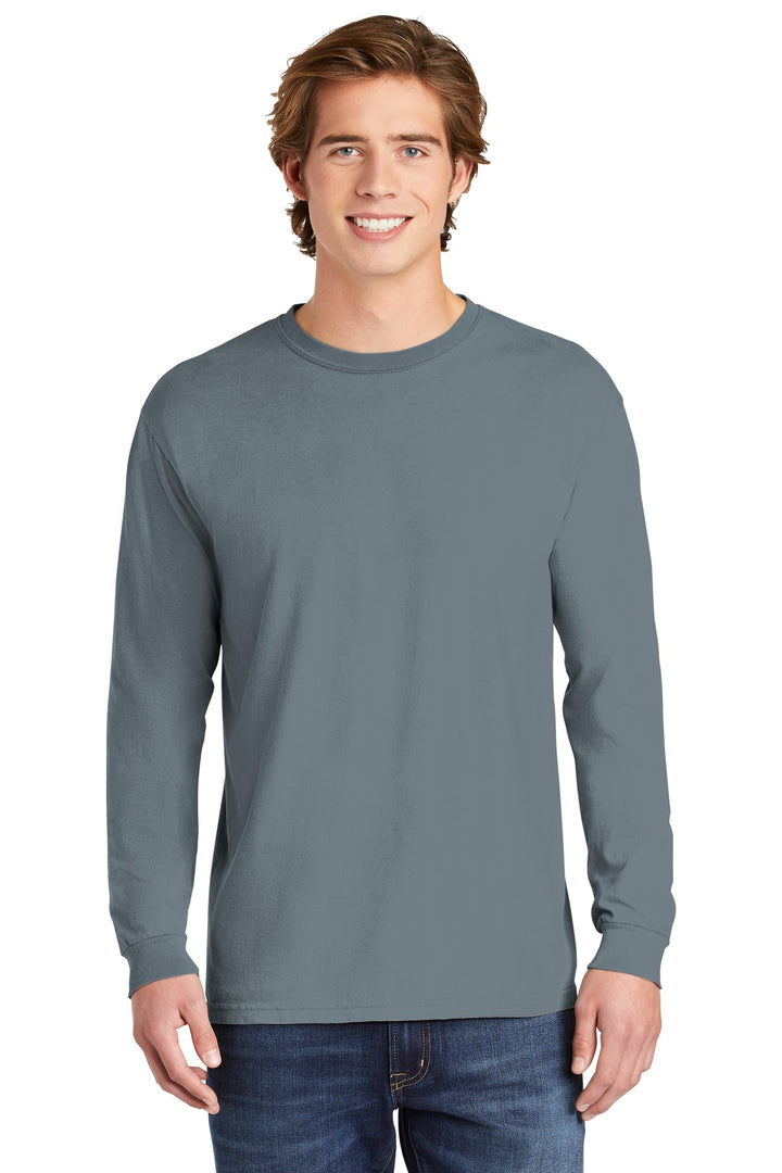 Front View of Granite COMFORT COLORS Heavyweight Ring Spun Long Sleeve Tee. 6014