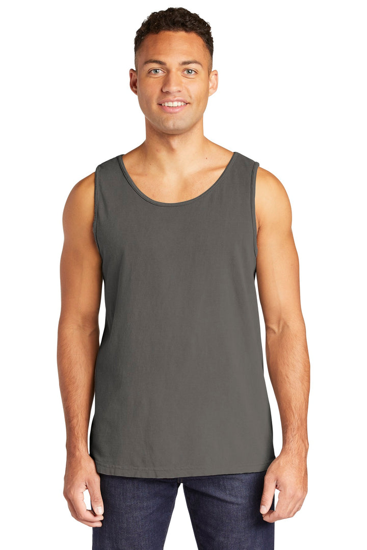 Front View of Grey COMFORT COLORS Heavyweight Ring Spun Tank Top. 9360