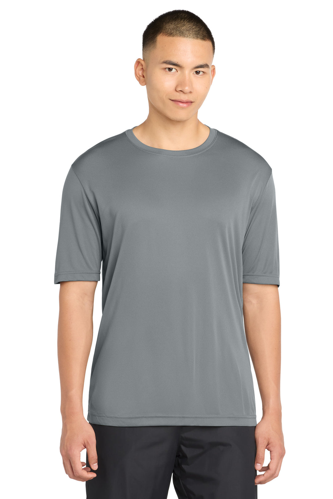 Front View of Grey Concrete Sport-Tek PosiCharge Competitor Tee. ST350