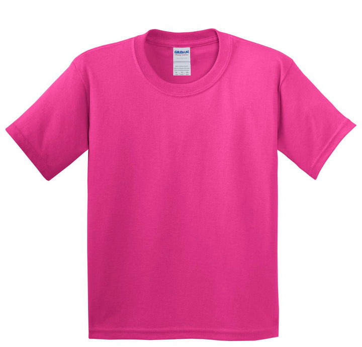 Front View of Heliconia Gildan - Youth Heavy Cotton 100% Cotton T-Shirt. 5000B