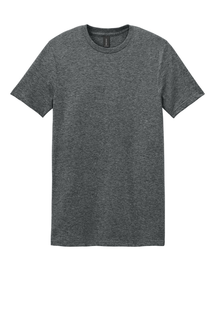 Front View of HtDkGrey Gildan Softstyle T-Shirt. 64000