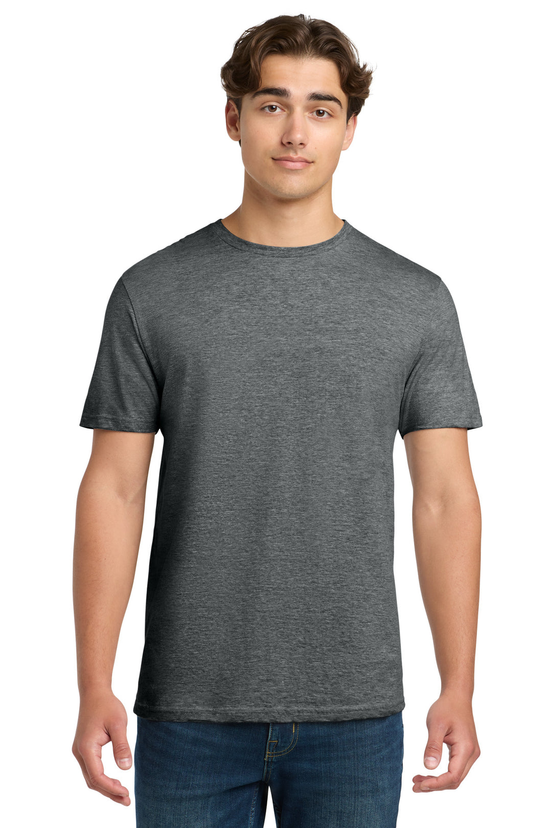 Front View of HtDkGrey Gildan Softstyle T-Shirt. 64000
