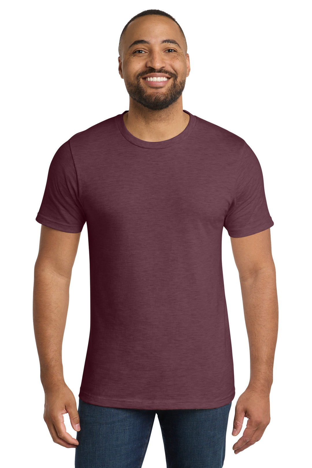Front View of Hthr Ath Mroon Port & Company Bouncer Tee PC600