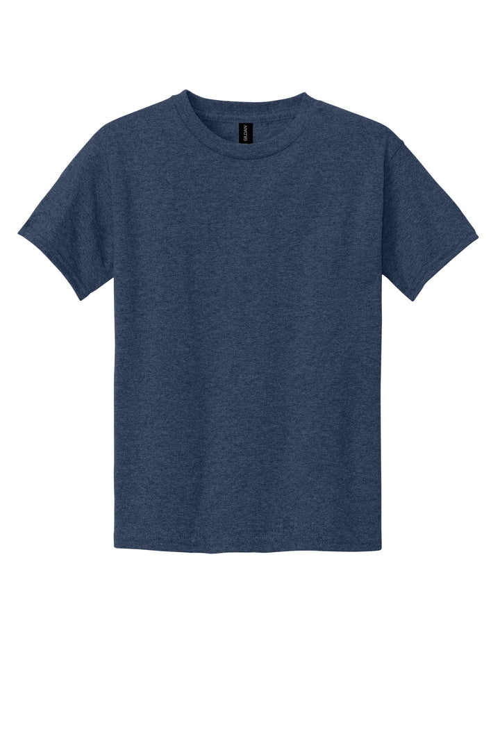 Front View of HthrNavy Gildan - Youth Heavy Cotton 100% Cotton T-Shirt. 5000B