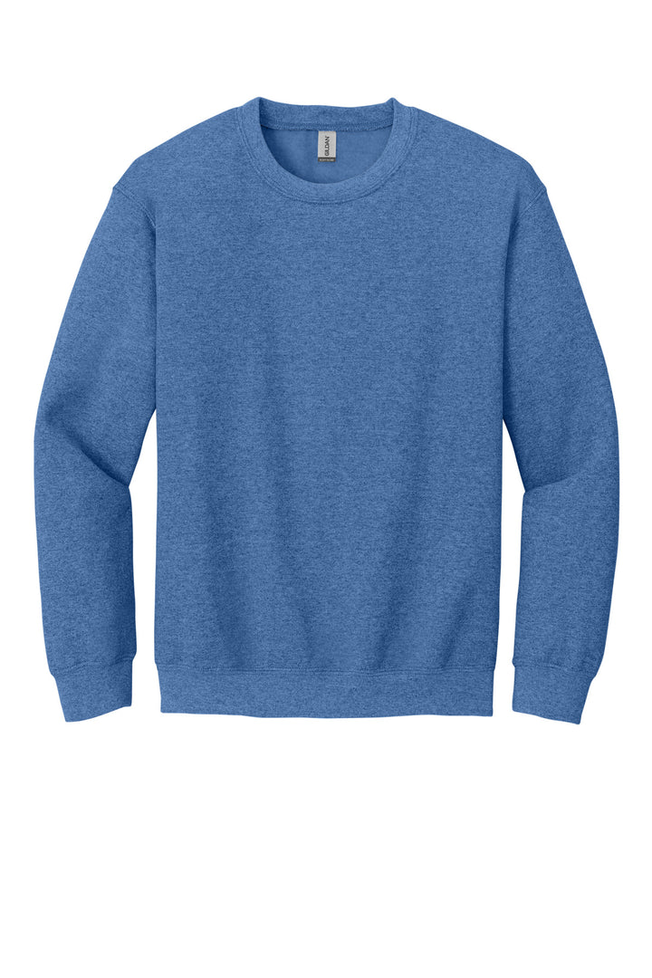 Front View of HtrDpRoyal Gildan Heavy Blend Crewneck Sweatshirt. 18000