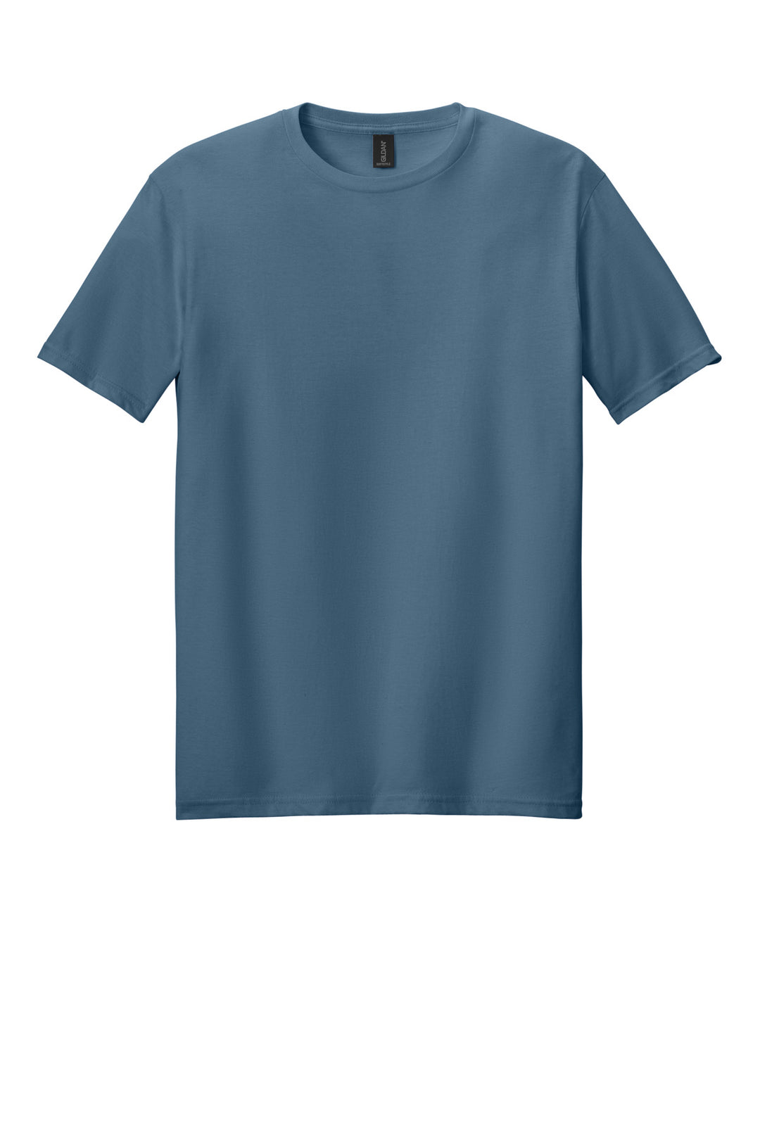 Front View of Indigo Blue Gildan Softstyle T-Shirt. 64000